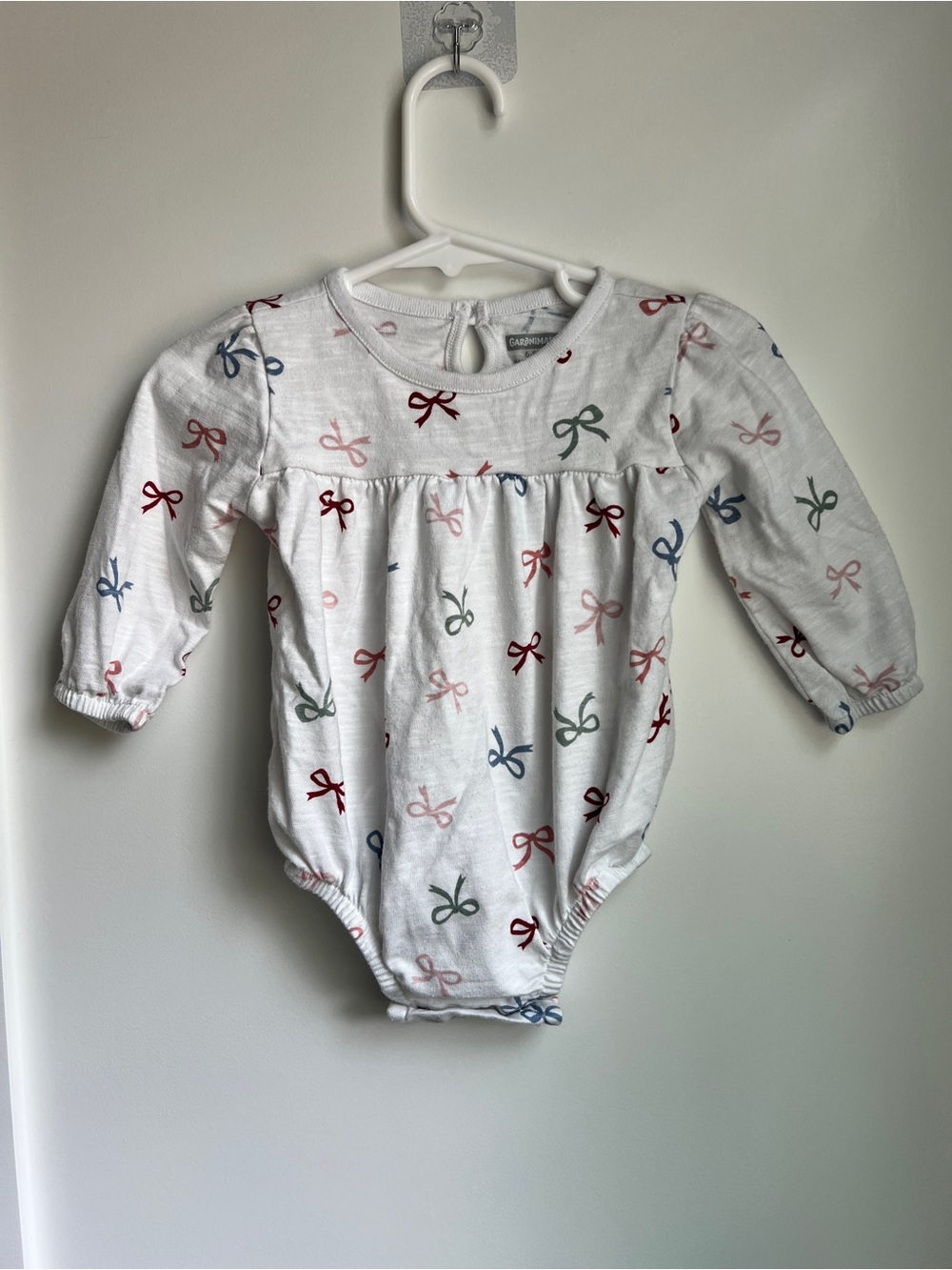 Garanimals Bow Print Bubble Romper | 6-9M Baby Girl Outfit